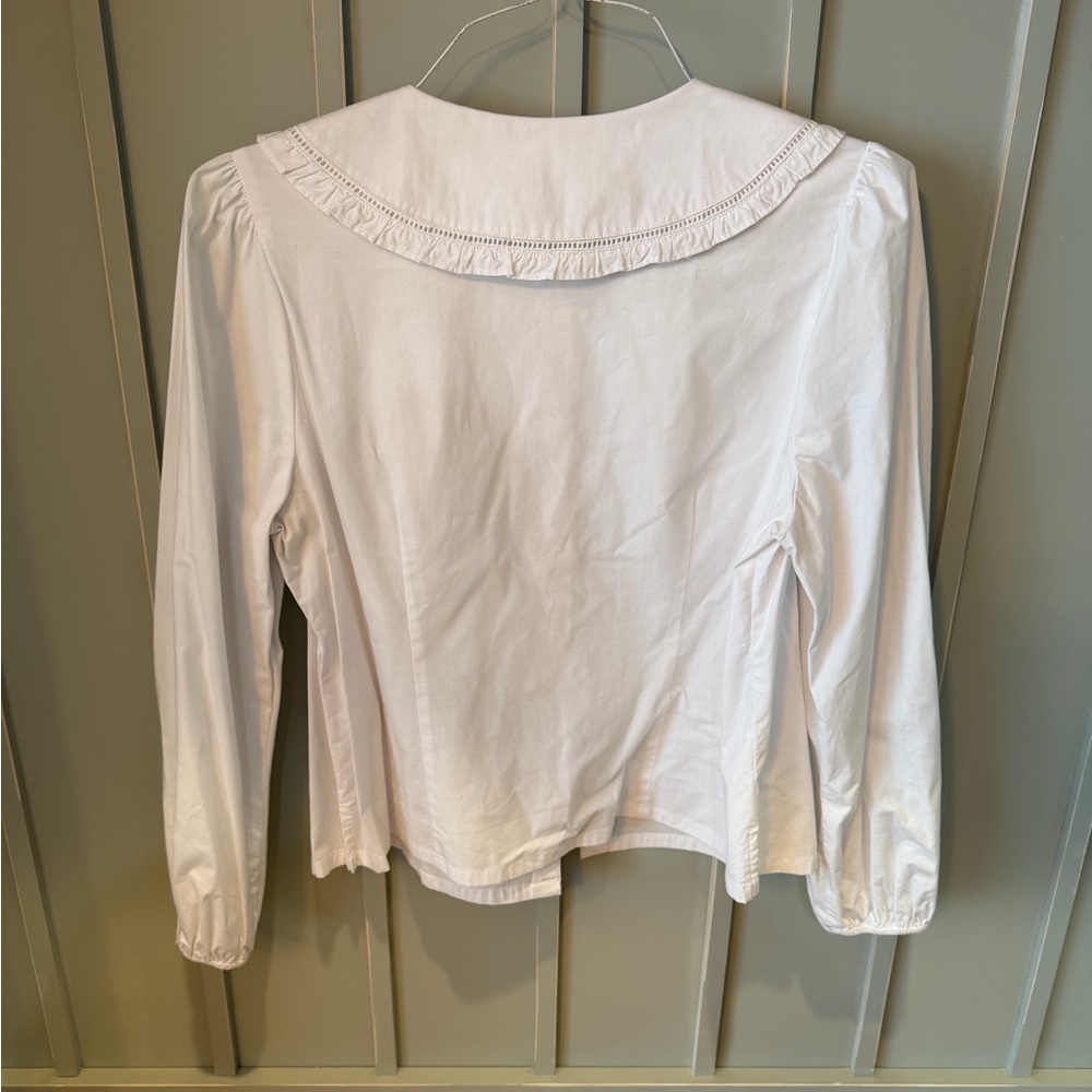 White Statement Collar Button Down Shirt - image 3